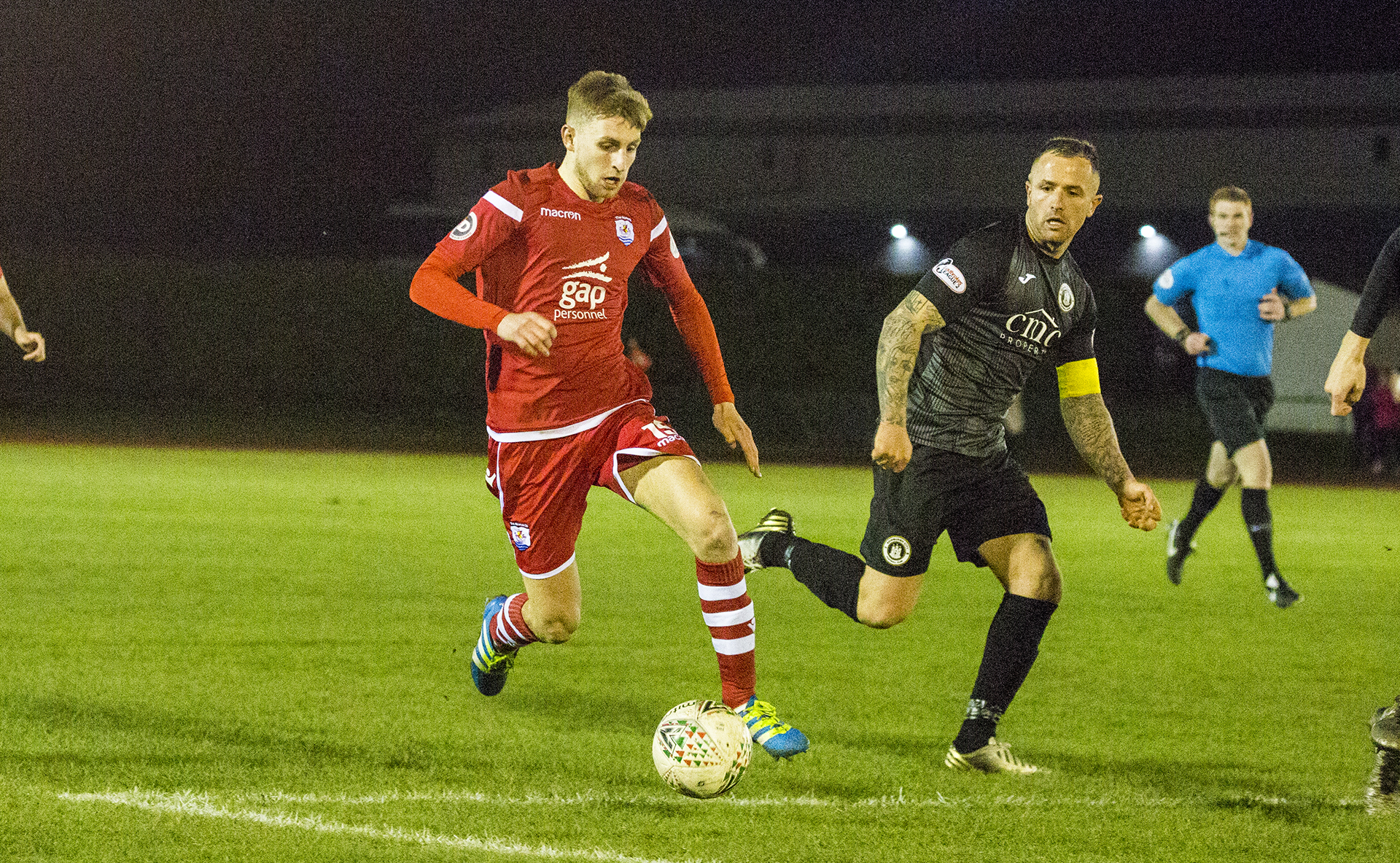 Jake Phillips in action for Connah's Quay Nomads against Edinburgh City in the Irn Bru Cup Semi Final | © NCM Media