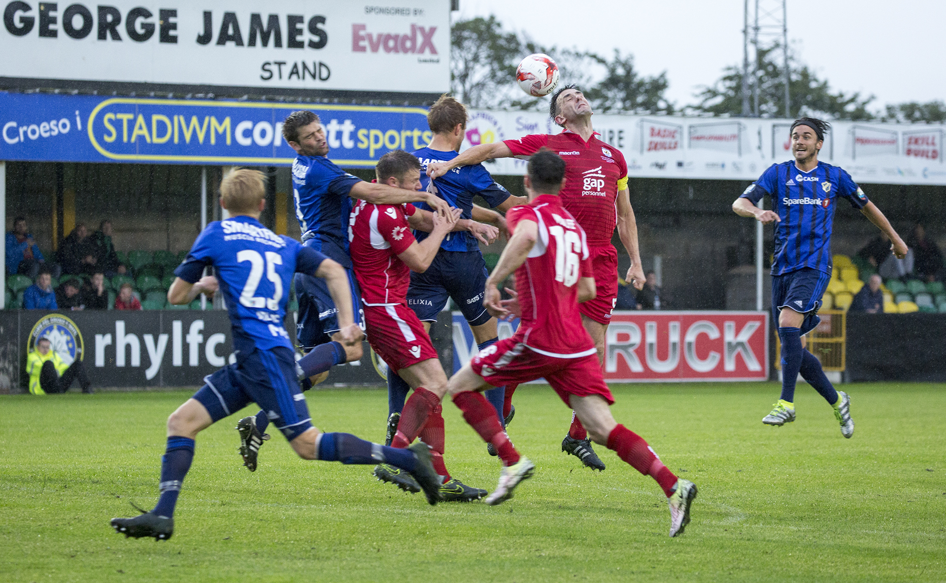 George Horan flicks a header towards goal | © NCM Media