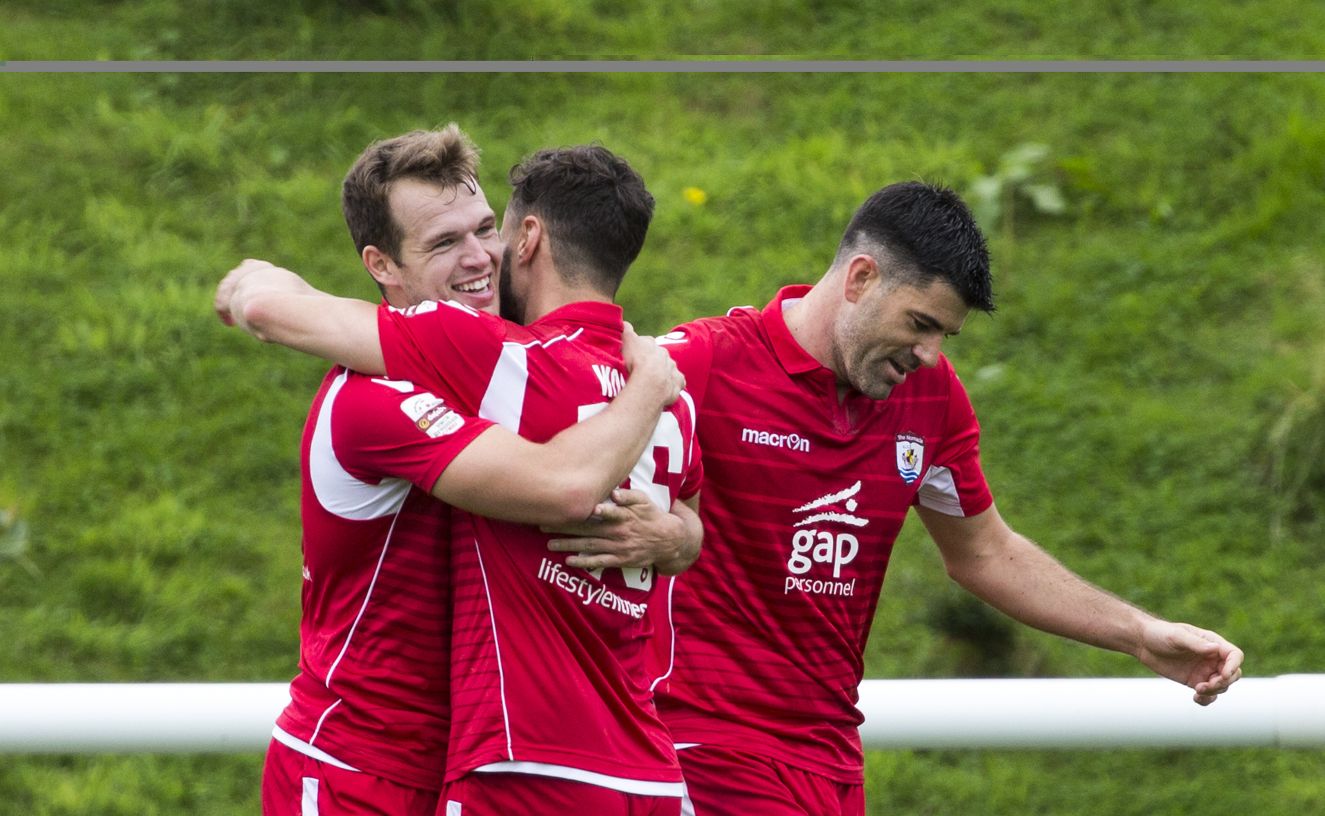 Callum Morris (left) celebrates scoring against his former side - © NCM Media