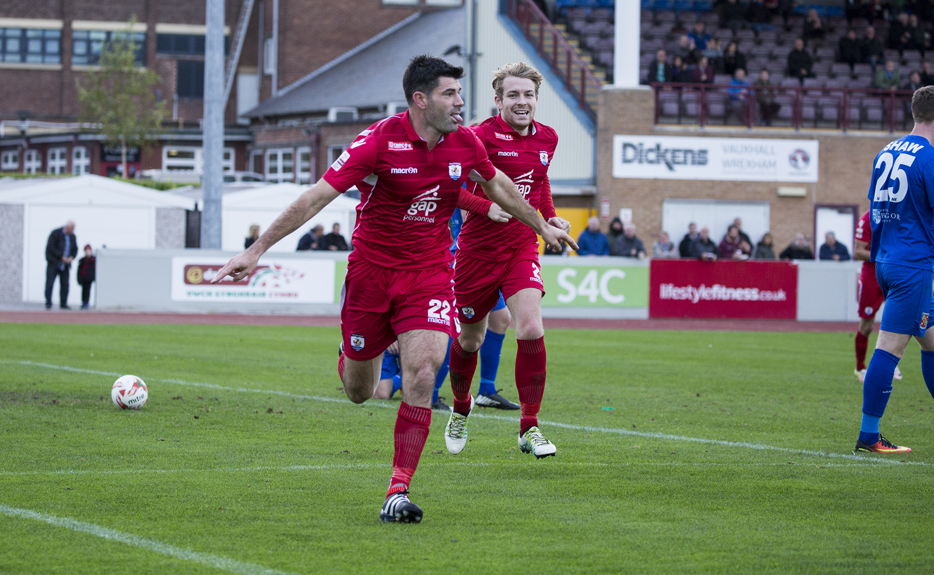 Michael Wilde celebrates his second half header - © NCM Media