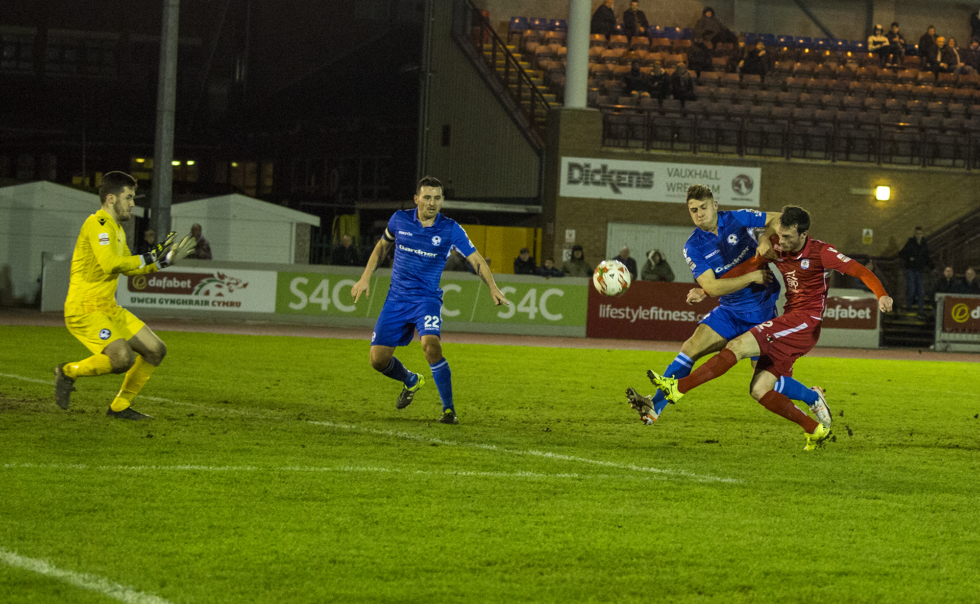 Matty Williams scoops the ball over the bar shortly after his goal - © NCM Media