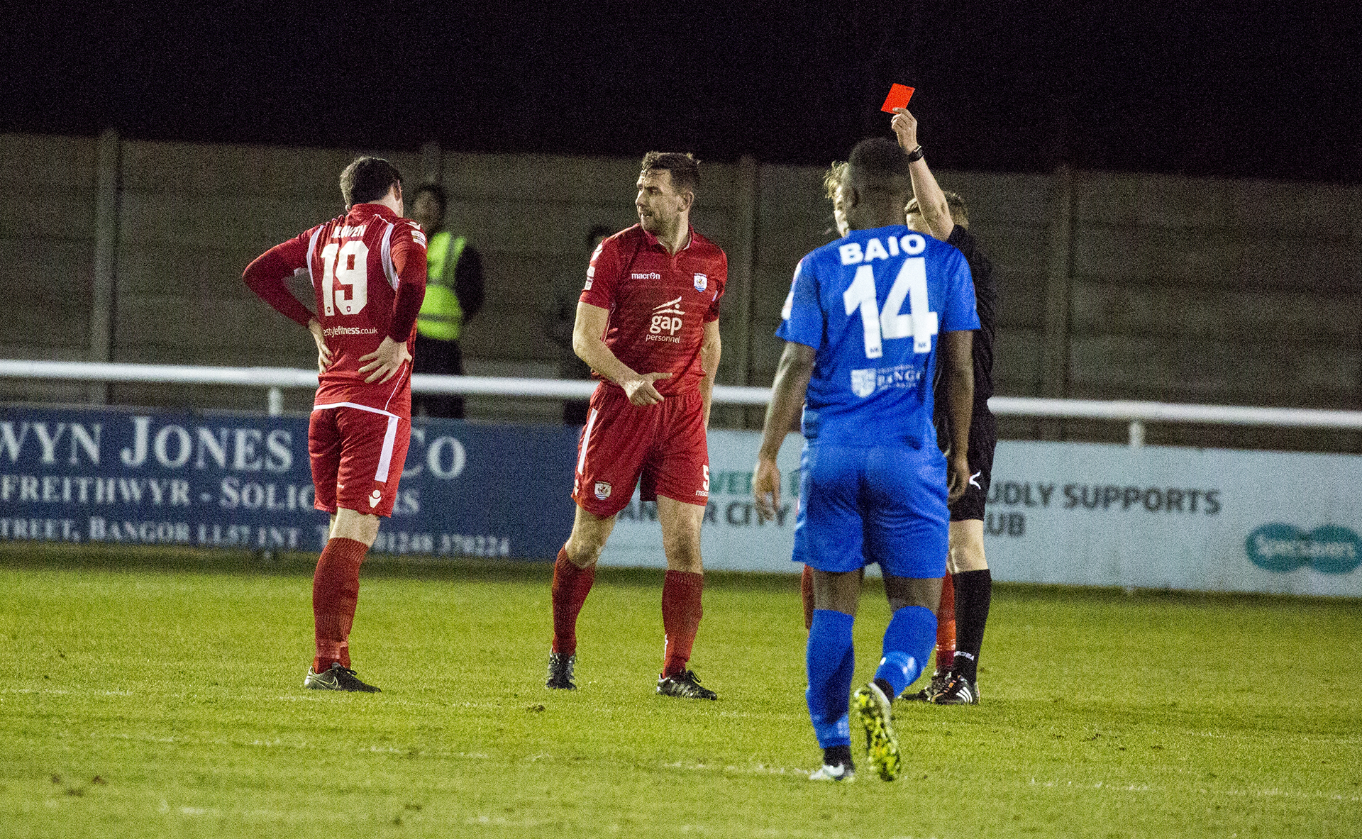 George Horan sees red on his 350th Welsh Premier League Appearance - © NCM Media