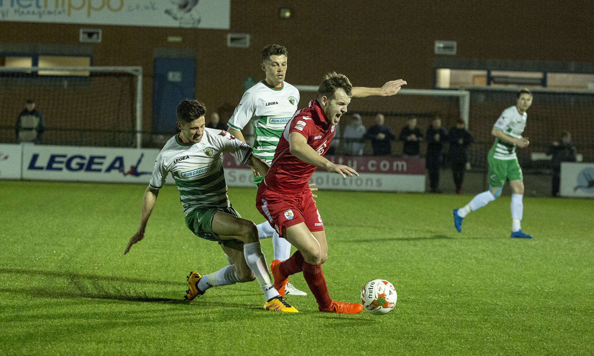 Aeron Edwards fouls Callum Morris