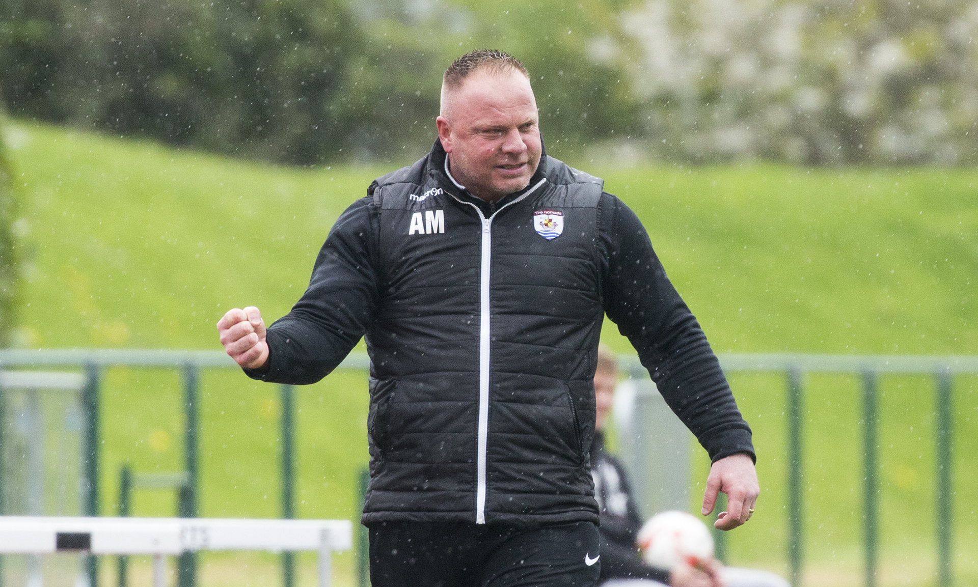 Andy Morrison celebrates his side's victory and place in Europe - © NCM Media