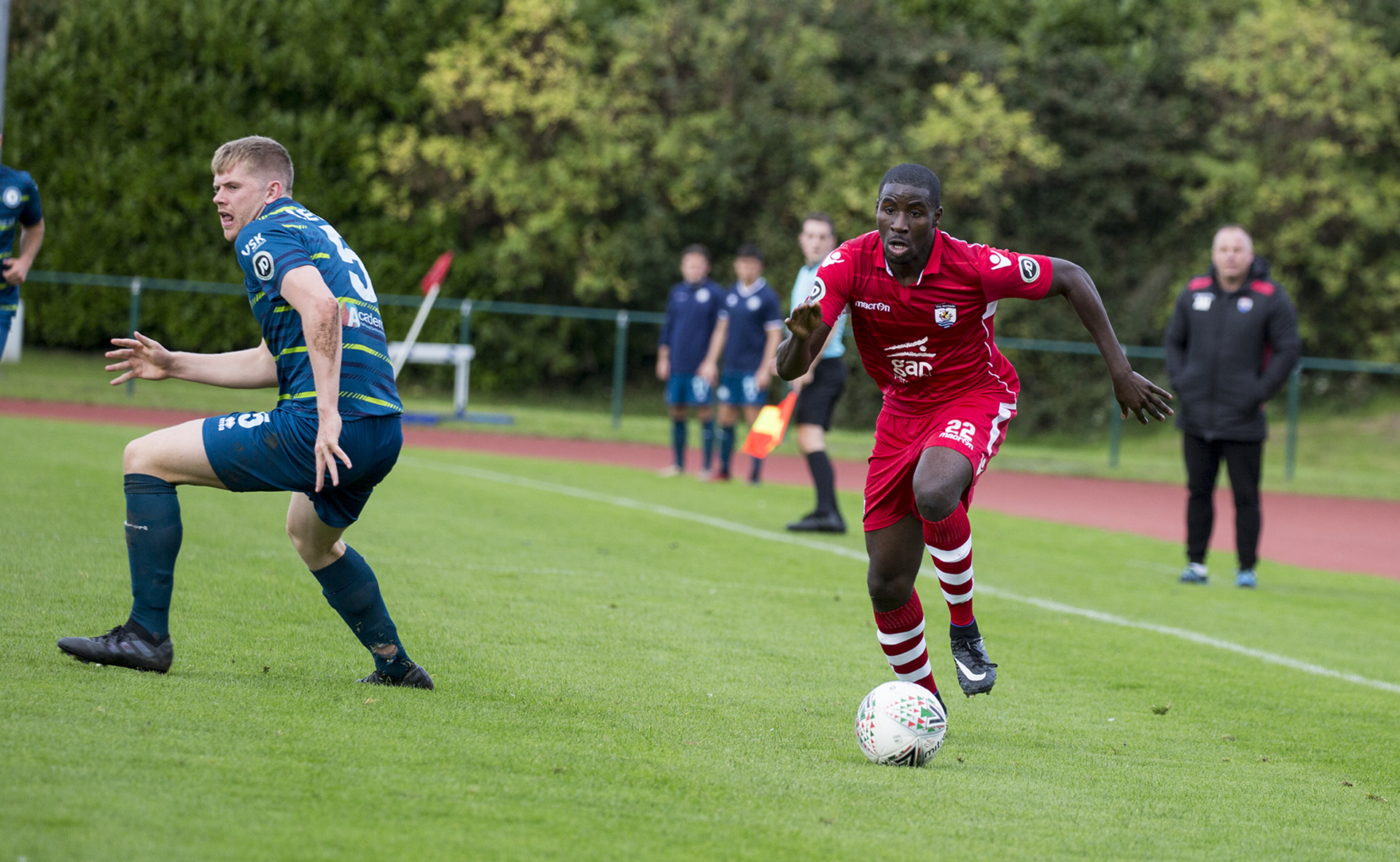 Michael Bakare turns the Cardiff Met defence in the second half - © NCM Media