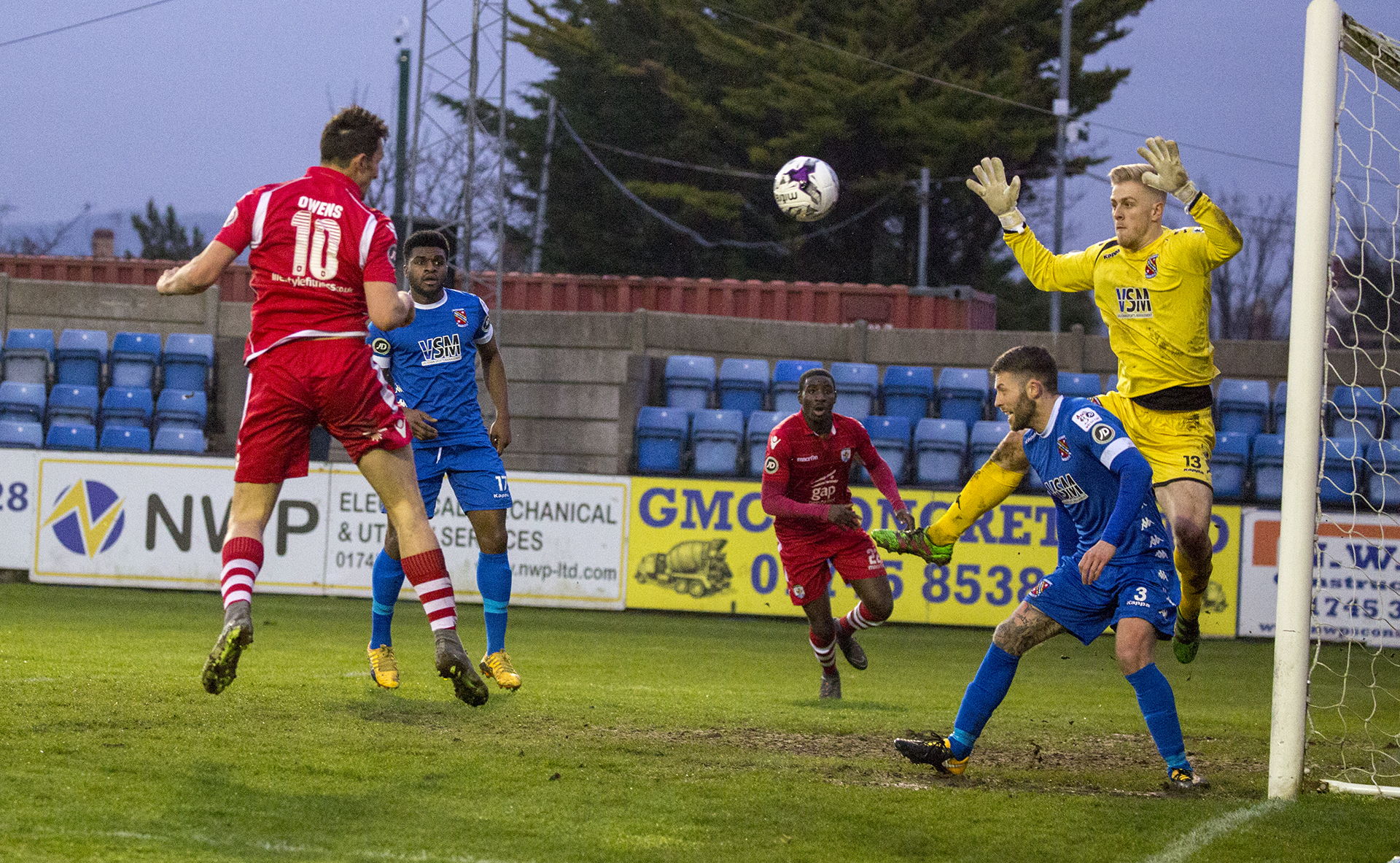 Andy Owens opens the scoring at Rhyl - © NCM Media