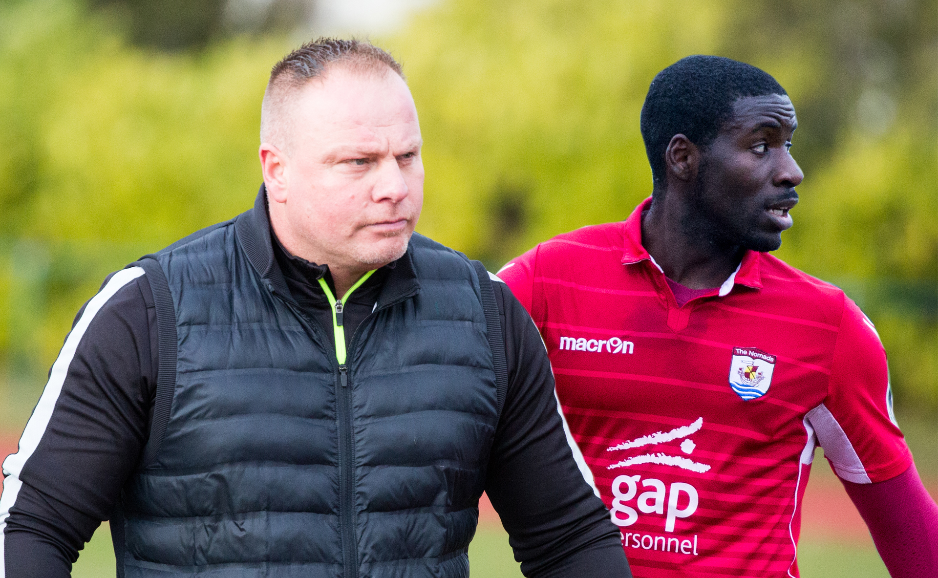 Andy Morrison and Michael Bakare of Connah's Quay Nomads
