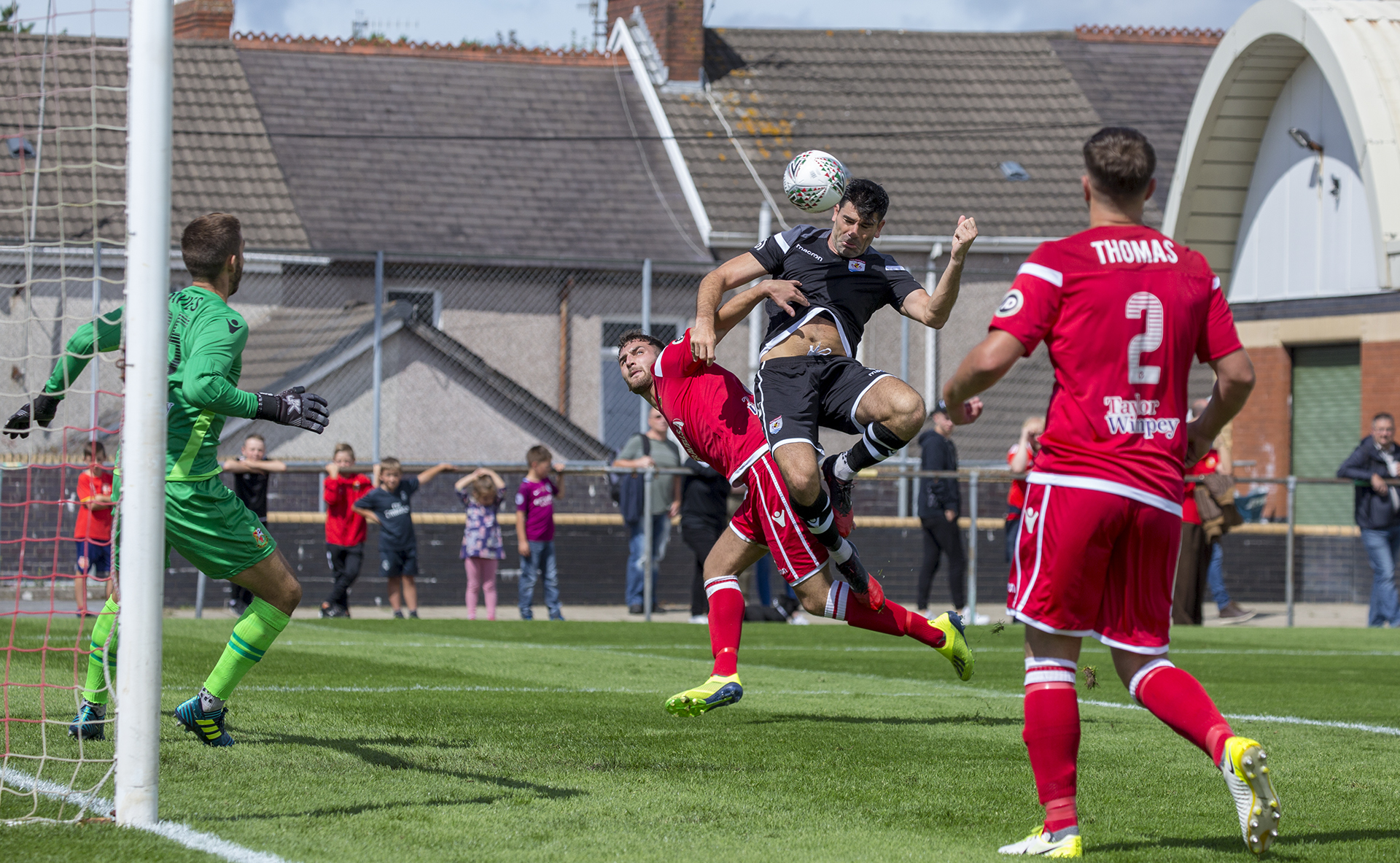 Michael Wilde heads home to score The Nomads' first goal of the 2018/19 campaign © NCM Media