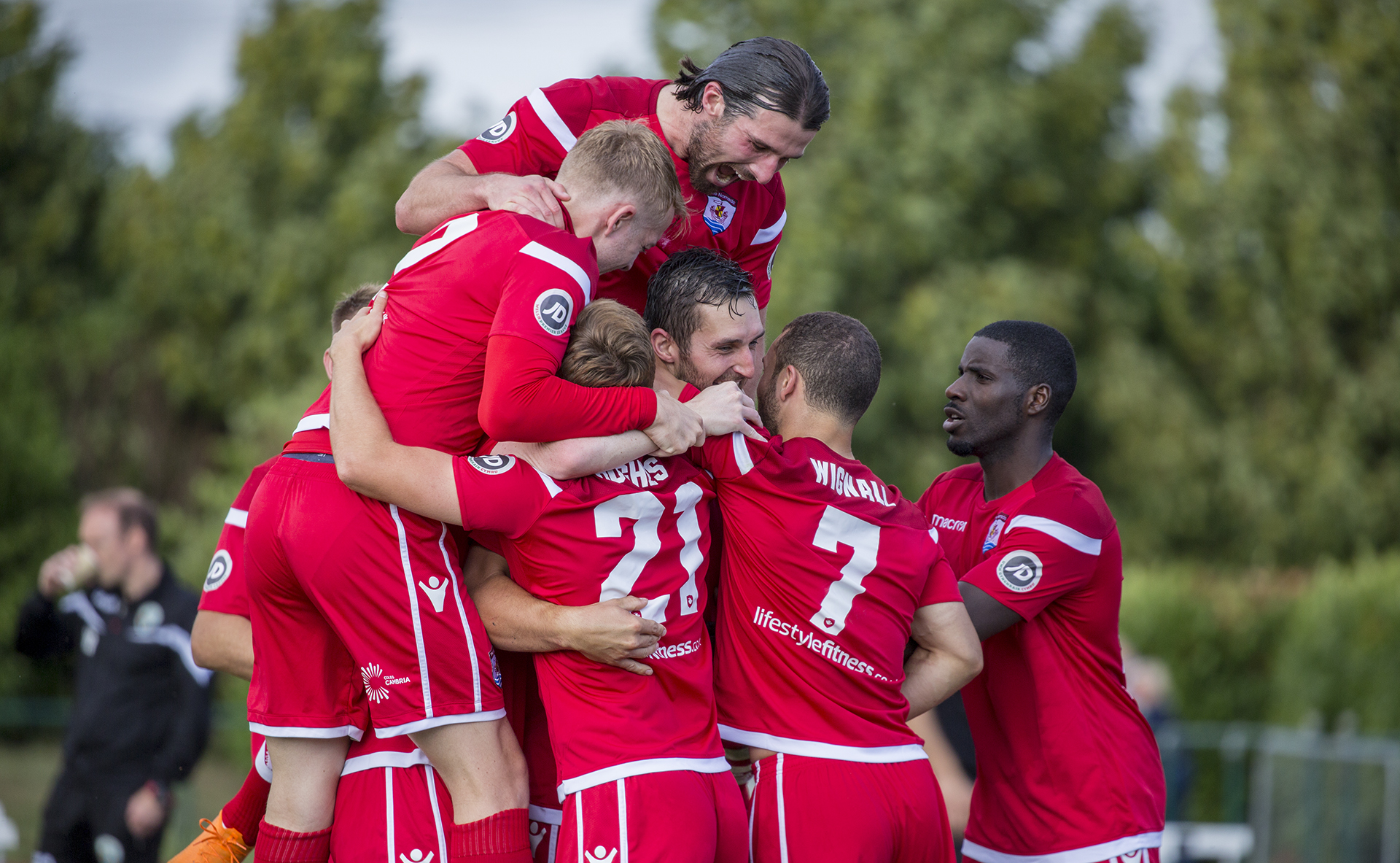 Connah's Quay Nomads players celebrate Andy Owens' strike © NCM Media