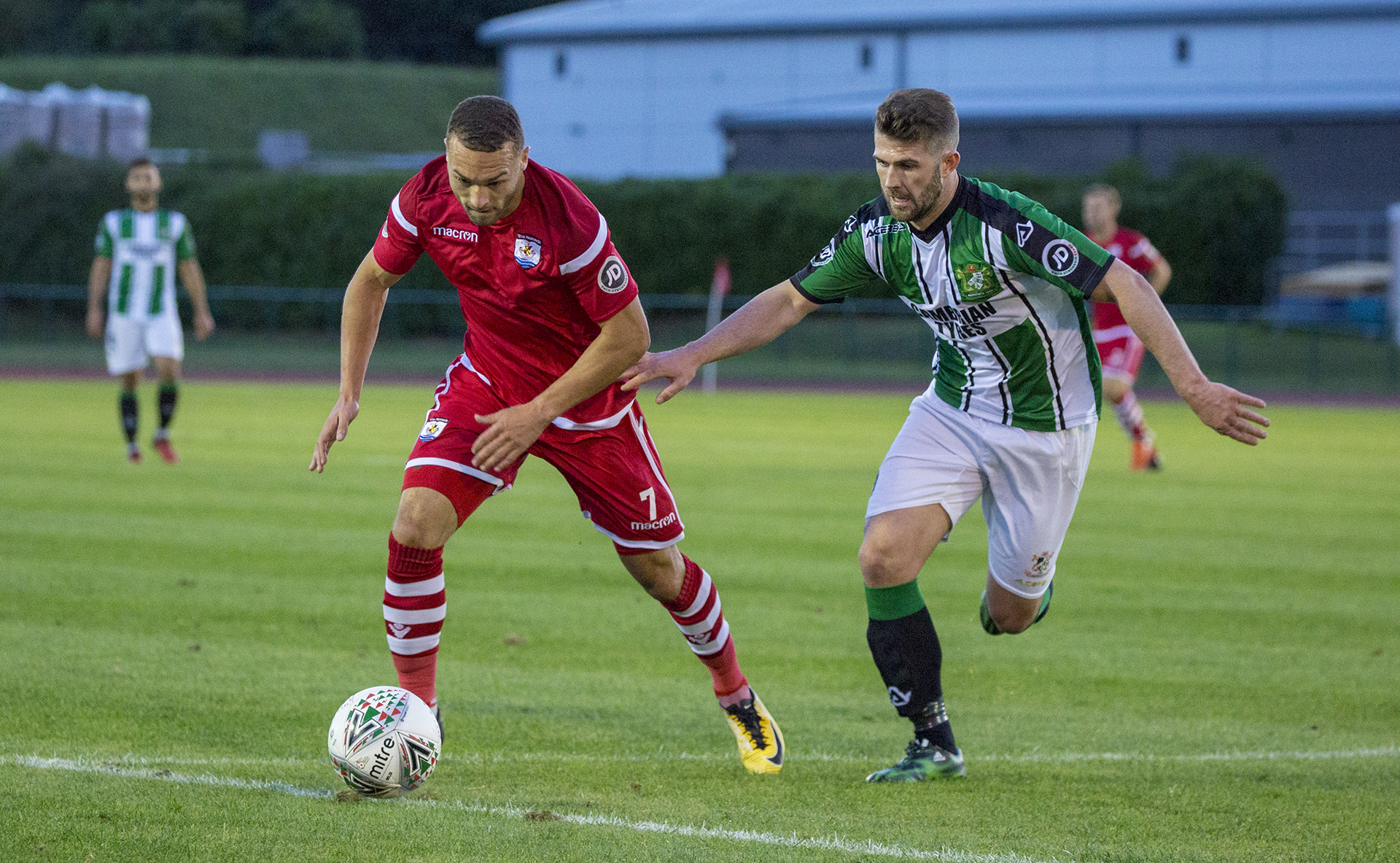 Ryan Wignall looks to evade the Aber back-line © NCM Media