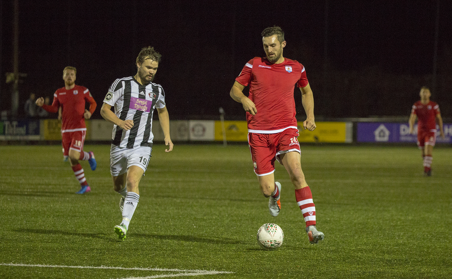 Andy Owens was fouled late in the second half allowing Callum Morris to score his third of the game from the spot © NCM Media