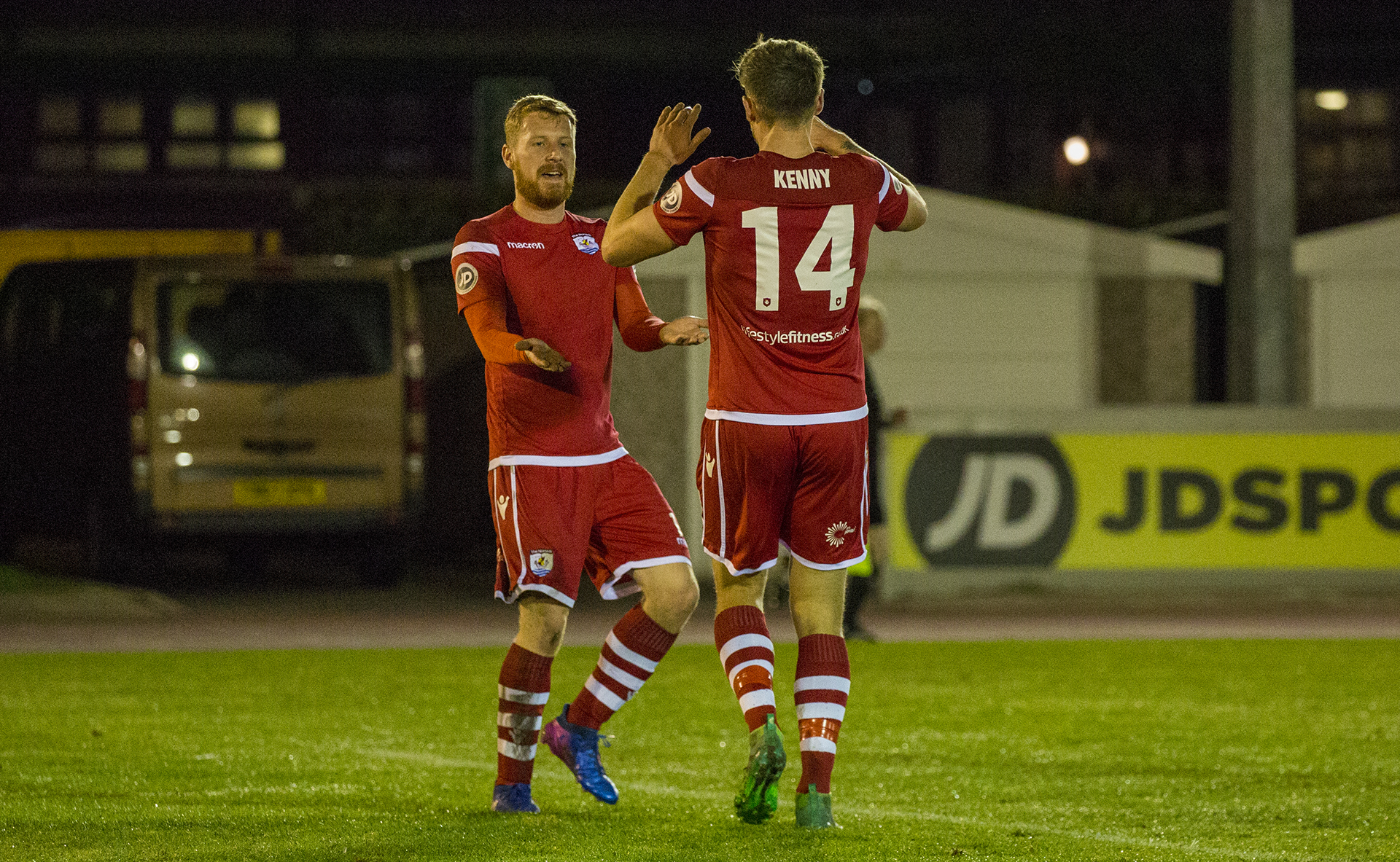 Jack Kenny celebrates his opening goal with Jay Owen © NCM Media