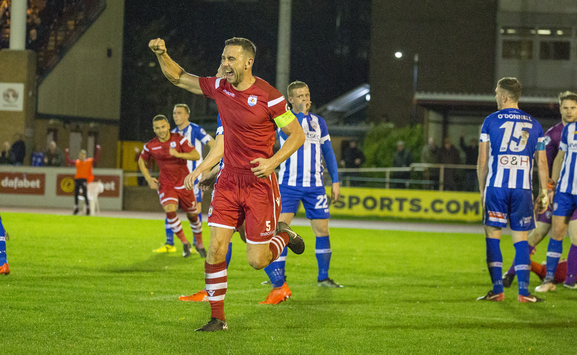 George Horan celebrates his goal against Coleraine in the 2018/19 Irn Bru Cup