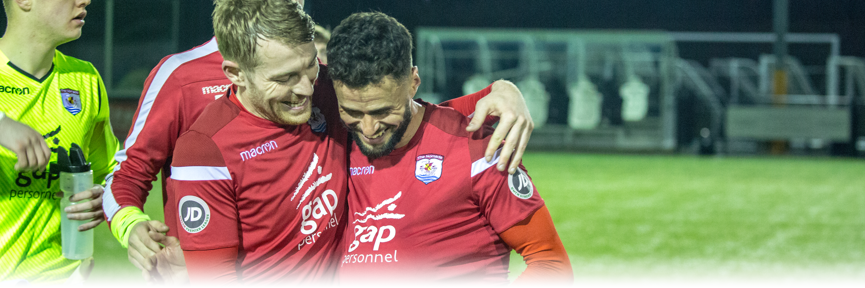 John Disney (left) and Nathan Woolfe (right) celebrate at full time | © NCM Media