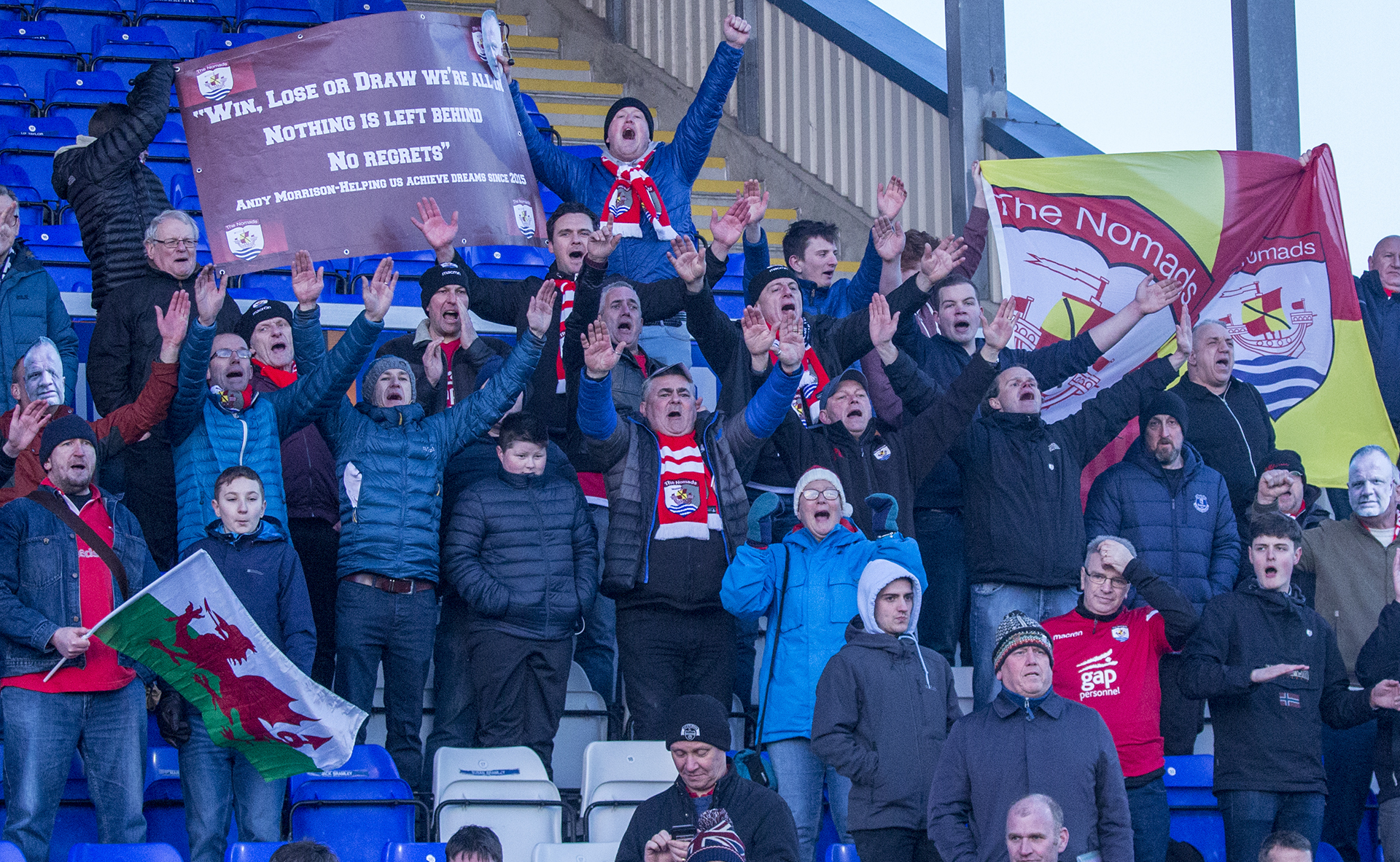Connah's Quay Nomads fans at the 2019 Irn Bru Cup Final | © NCM Media