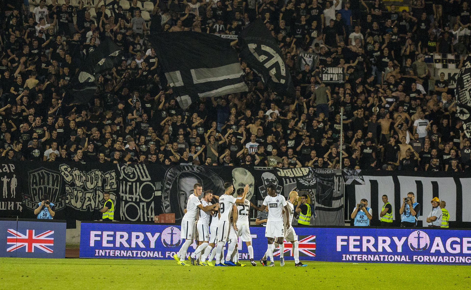 FK Partizan celebrate their opening goal | © NCM Media