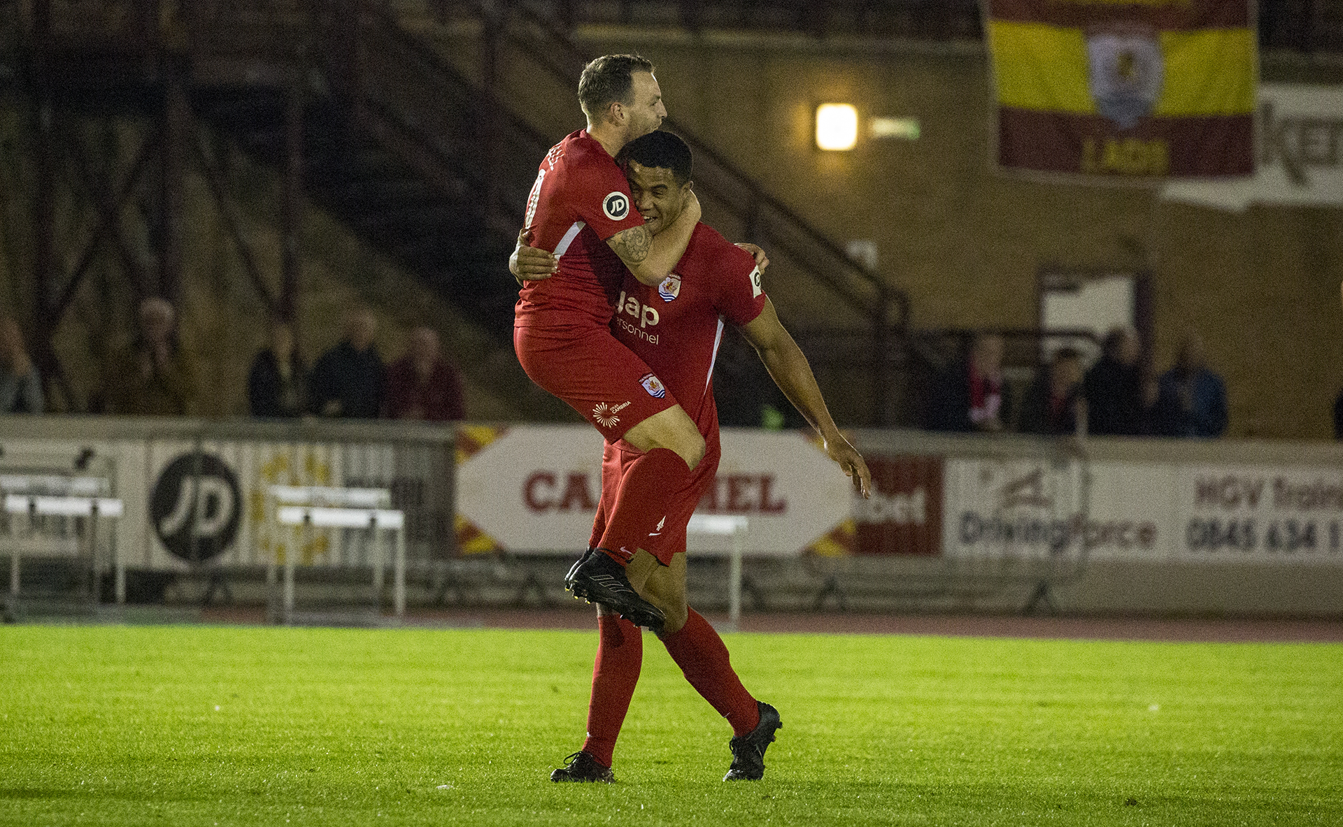 Jamie Insall and Priestley Farquharson celebrate Farquharson's goal | © NCM Media