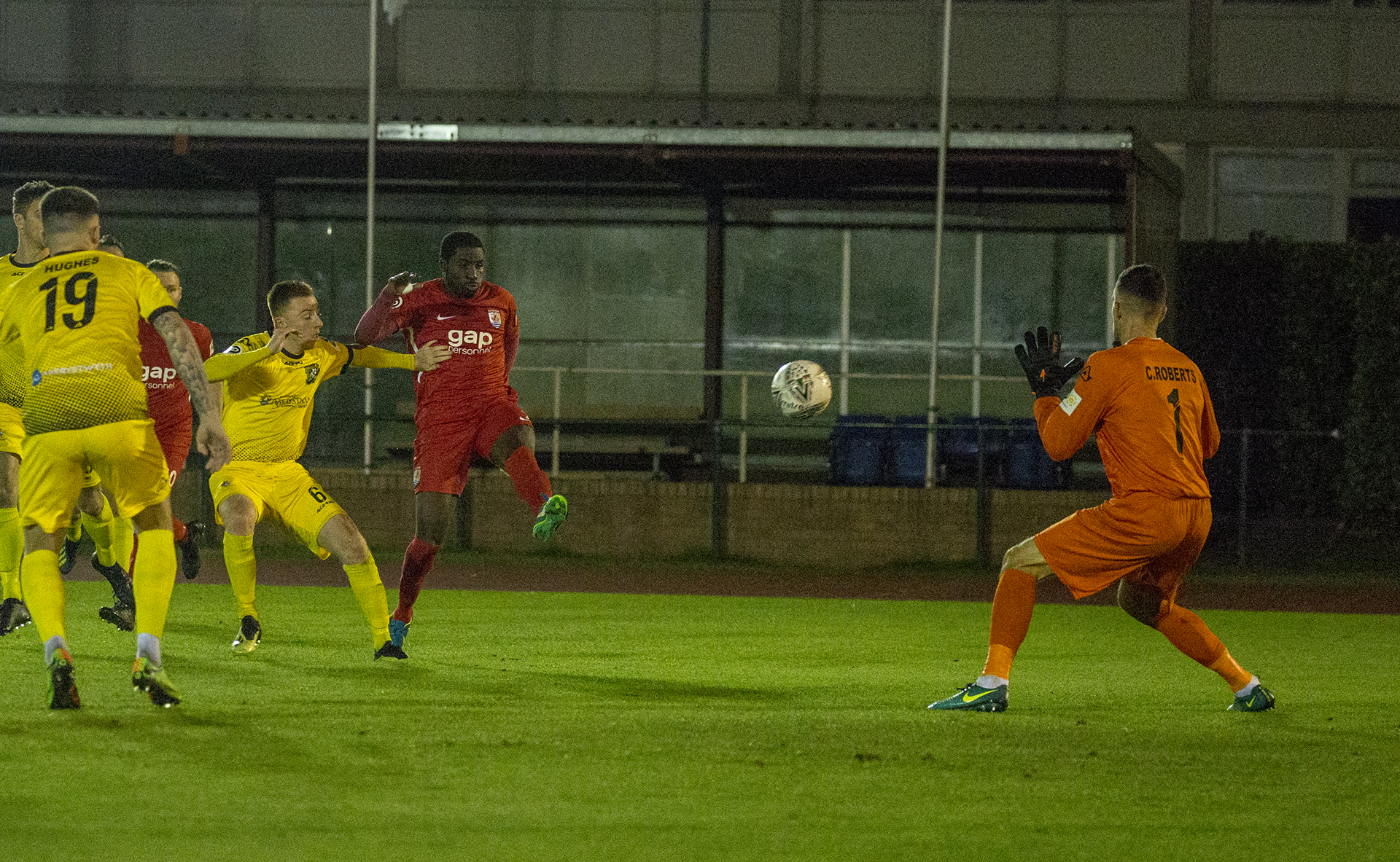 Michael Bakare slams home his goal of the month contender | © NCM Media