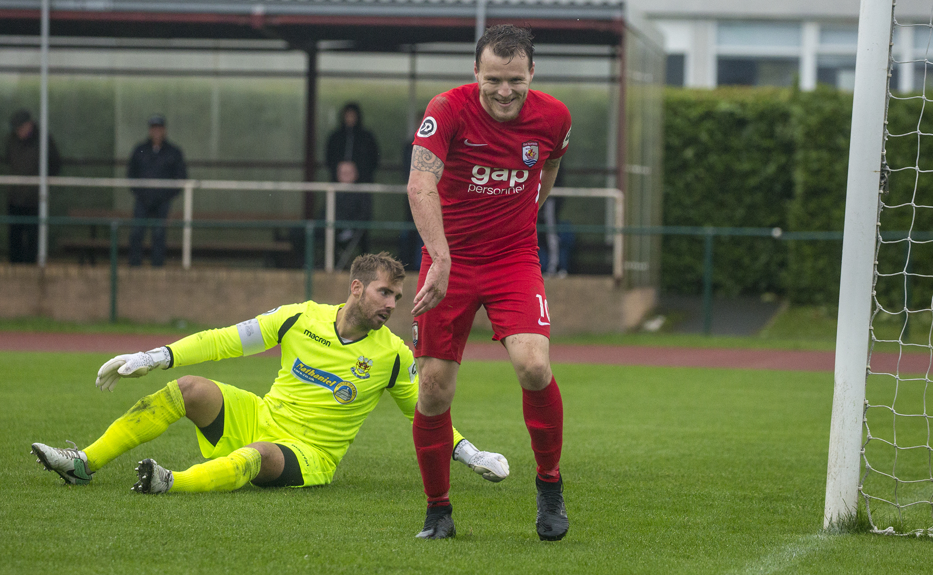 Jamie Insall celebrates his second goal of the game | © NCM Media