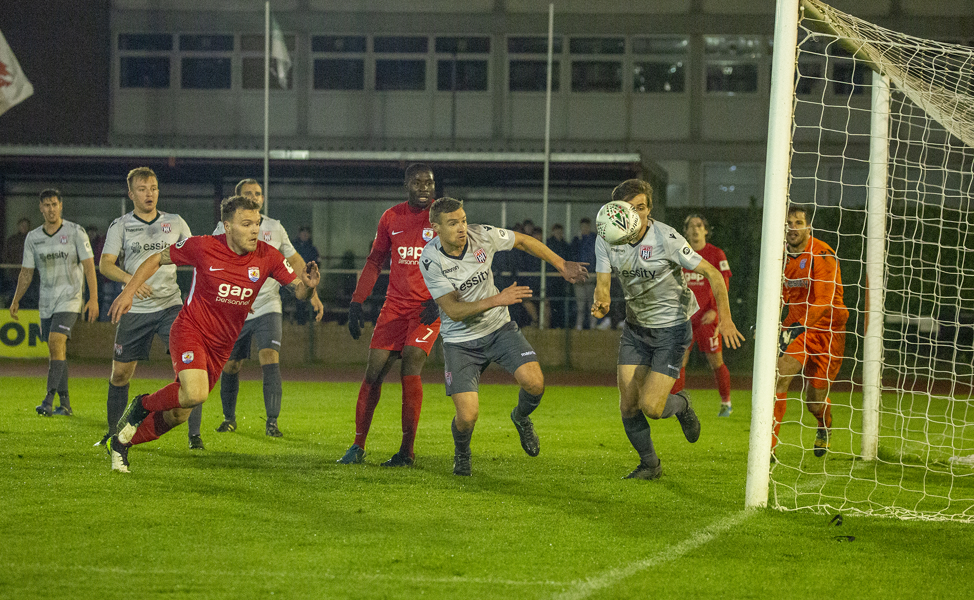 The ball trickles wide of the Flint goal | © NCM Media