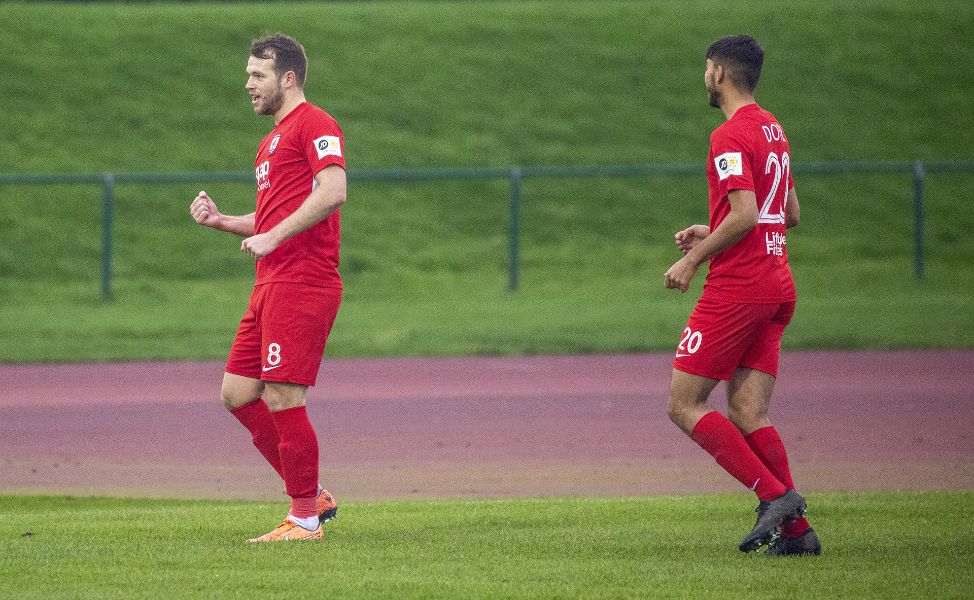 Callum Morris celebrates after converting his spot kick | Photo: Tom Houghton