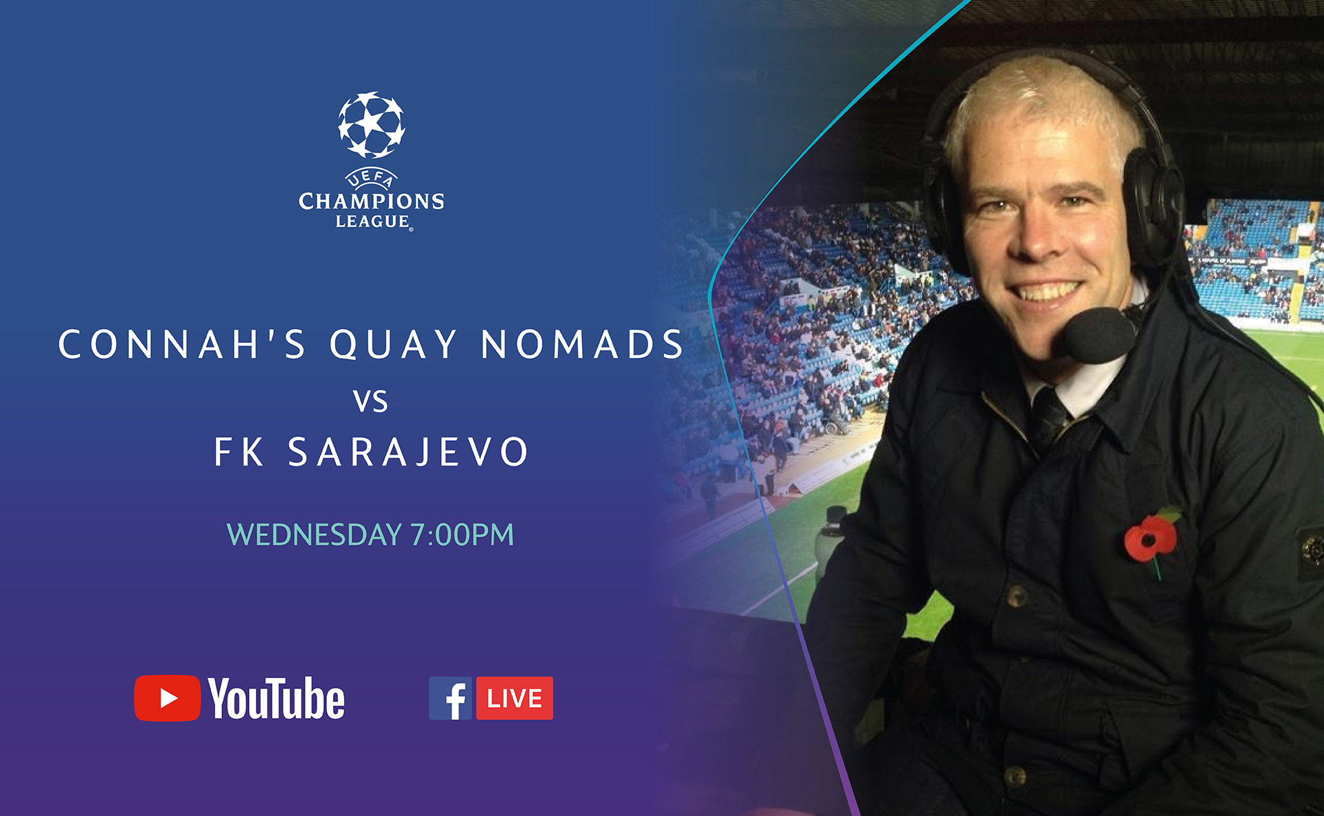 Former Sky Sports correspondent Bryn Law will commentate live on The Nomads vs FK Sarajevo