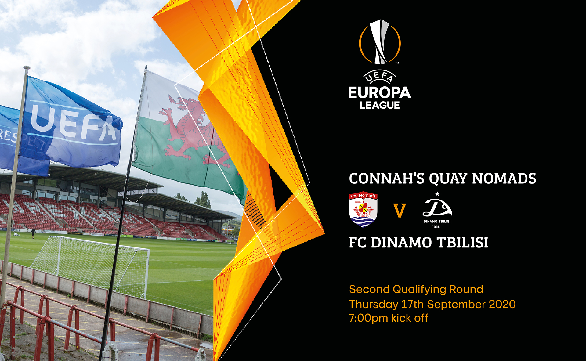 Connah's Quay Nomads vs Dinamo Tbilisi | UEFA Europa League Second Qualifying Round | The Racecourse, Wrexham | 17th September 2020