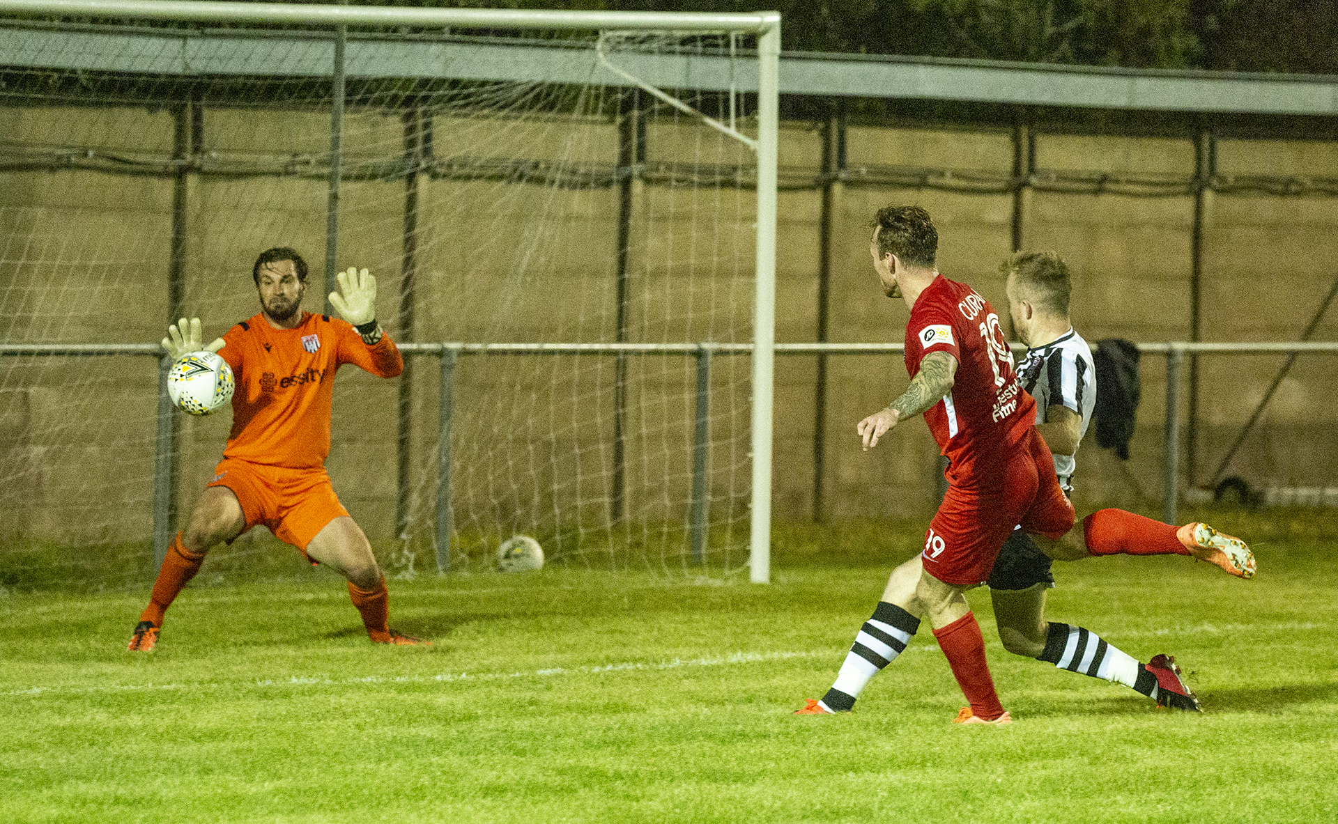 Craig Curran fires a shot at John Danby in the second half | © NCM Media