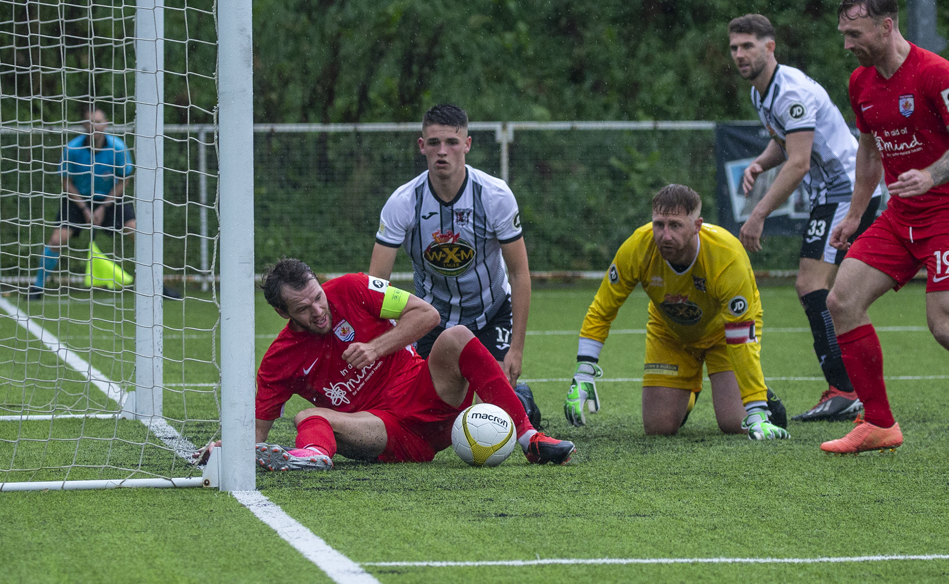 Callum Morris bundles home his second goal | © NCM Media