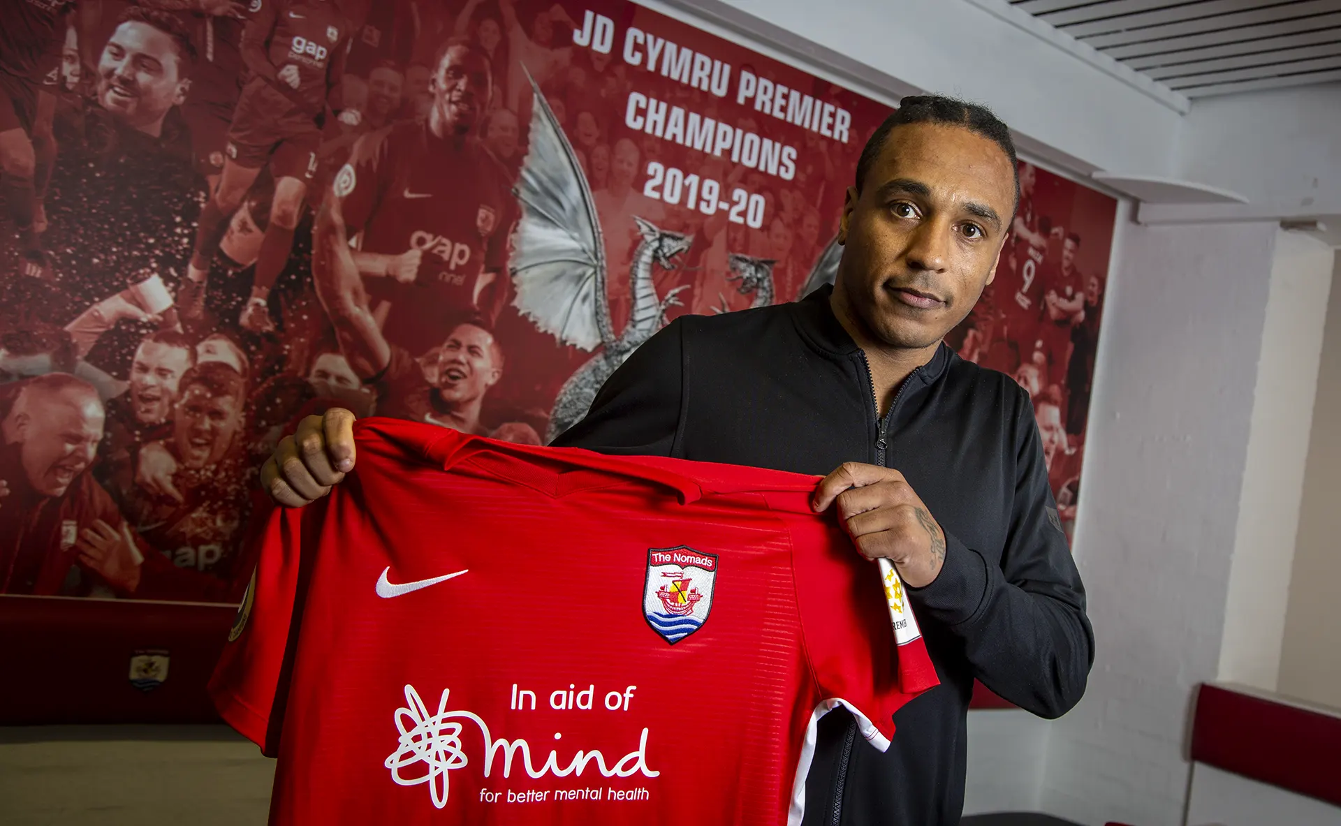 Neil Danns with Connah’s Quay Nomads' home shirt | © NCM Media